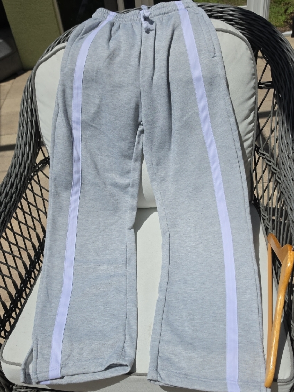 Light Gray Track Pants with White Side Stripe